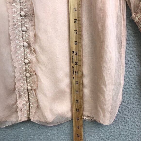 New Sundance Womens Sophia Blouse XS Peach Lace Long Sleeve Button Detail - Picture 7 of 11